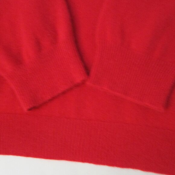 Mens Red CASHMERE Classic V Neck Pullover Sweater - Picture 7 of 10